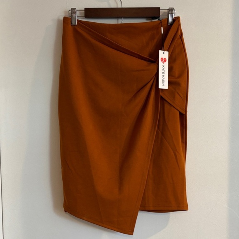 Rust Orange Wrap-Front Pencil Skirt medium new with tags